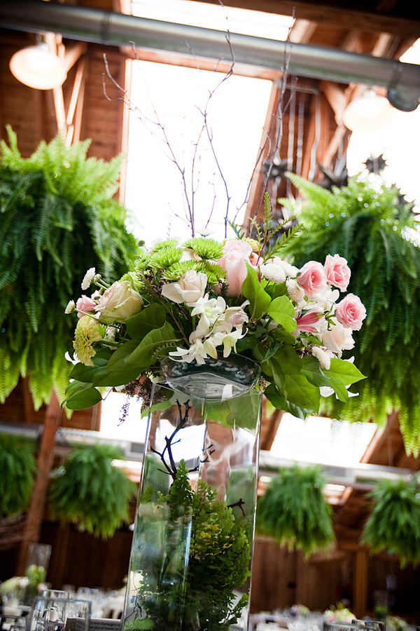 floral centerpiece detail - real wedding photo by Seattle photographer Laurel McConnell